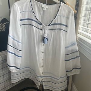 J Jill linen and embroidered top